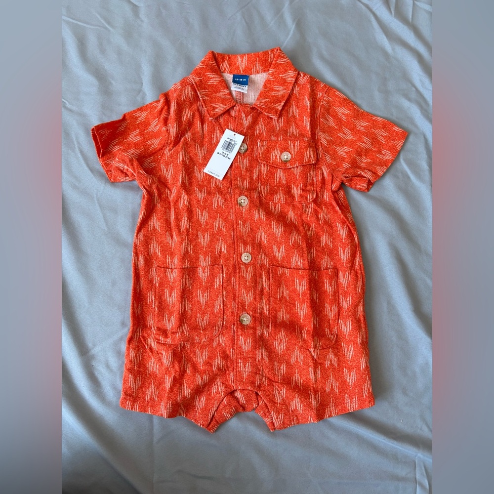 Old Navy Red Patterned Baby Romper